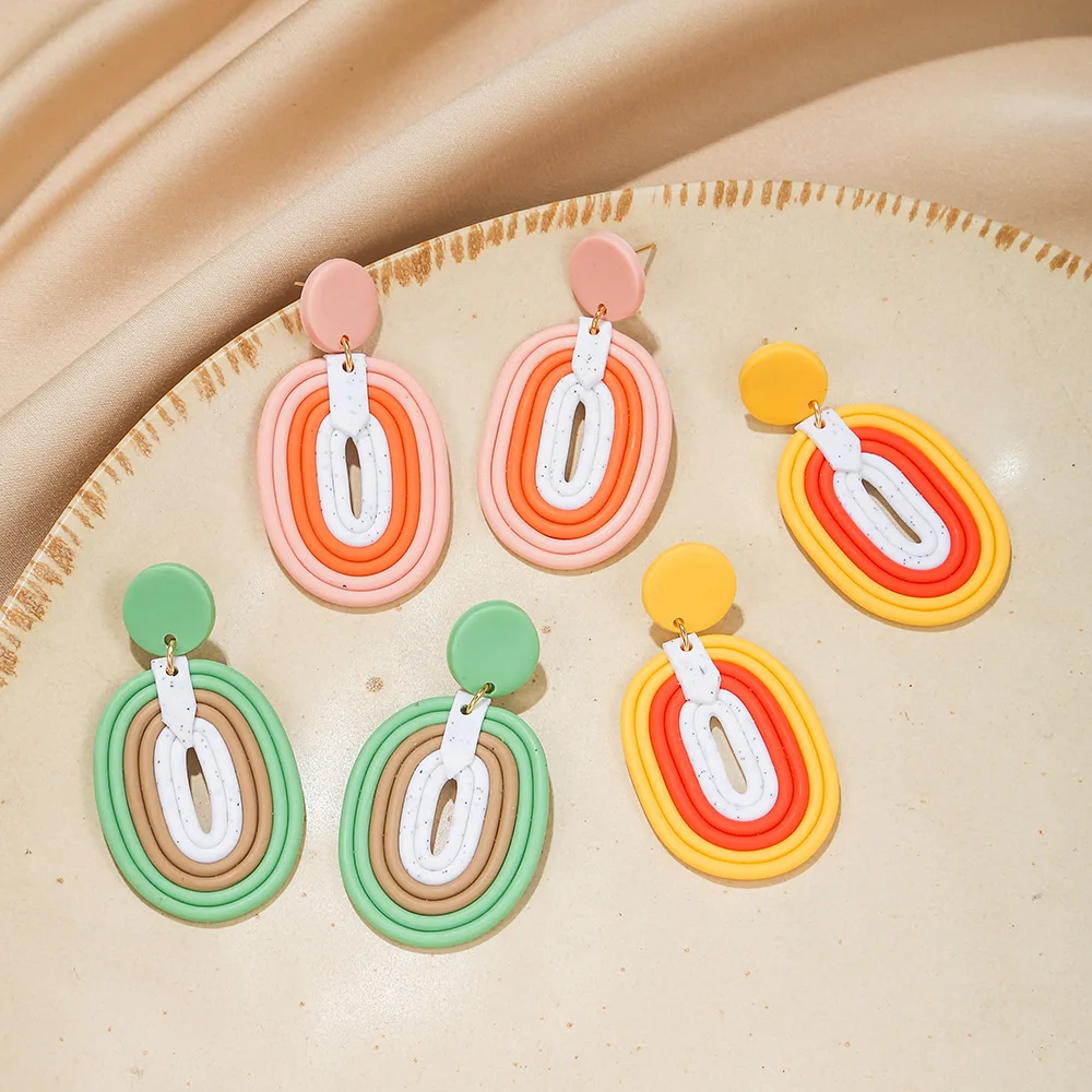 Handmade Knit oval round Textured Polymer Clay Earrings for Women rainbow Geometric dangle earrings Clay Earrings Unusual Jewelr
Handmade Knit oval round Textured Polymer Clay Earrings for Women rainbow Geometric dangle earrings Clay Earrings Unusual Jewelr