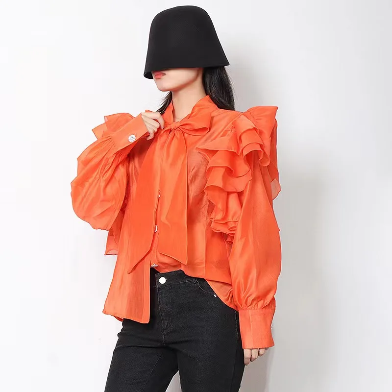 Chic Butterfly Sleeve Chiffon Top Women's Ruffle Blouse Elegant Temperament V-neck Long Sleeve Top Fashion Ruffle Green Top
Chic Butterfly Sleeve Chiffon Top Women's Ruffle Blouse Elegant Temperament V-neck Long Sleeve Top Fashion Ruffle Green Top