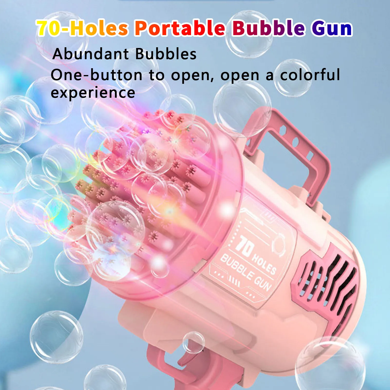 70-Holes Rocket Launcher Bubble Guns Automatic Bubble Machine Toys With Brilliant Lights One-button Start Leak Proof Bubble
70-Holes Rocket Launcher Bubble Guns Automatic Bubble Machine Toys With Brilliant Lights One-button Start Leak Proof Bubble