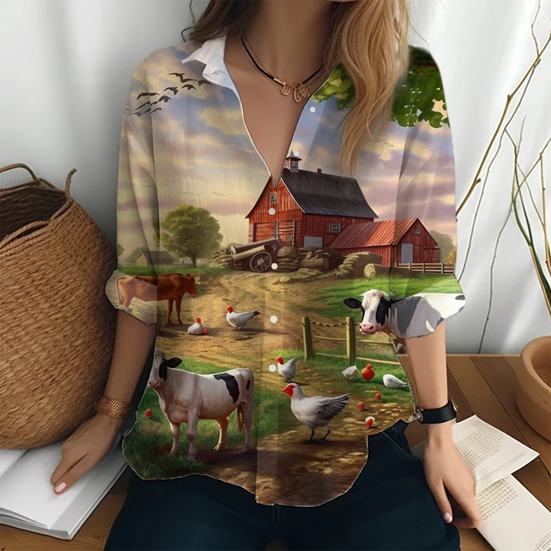 Ranch 3D Printing Shirt Fashion Large -size Shirt Women's Loose Leisure Shirt Spring and Autumn Outdoor Simple Long Sleeve Shirt
Ranch 3D Printing Shirt Fashion Large -size Shirt Women's Loose Leisure Shirt Spring and Autumn Outdoor Simple Long Sleeve Shirt