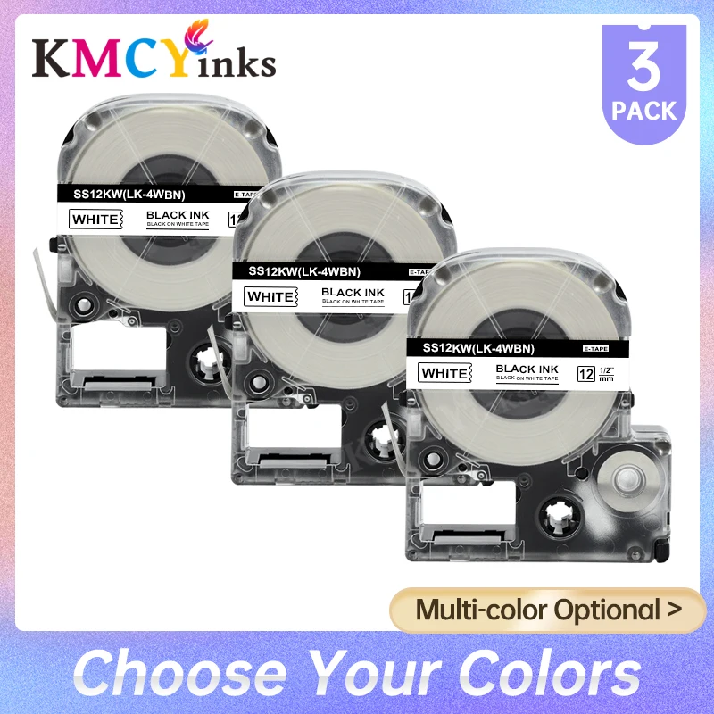 KMCYinks 3PC 12mm SS12KW LC-4WBN Compatible for Epson LabelWorks Tape Standard Black on White For Label Printer LW-300 LW-400
KMCYinks 3PC 12mm SS12KW LC-4WBN Compatible for Epson LabelWorks Tape Standard Black on White For Label Printer LW-300 LW-400