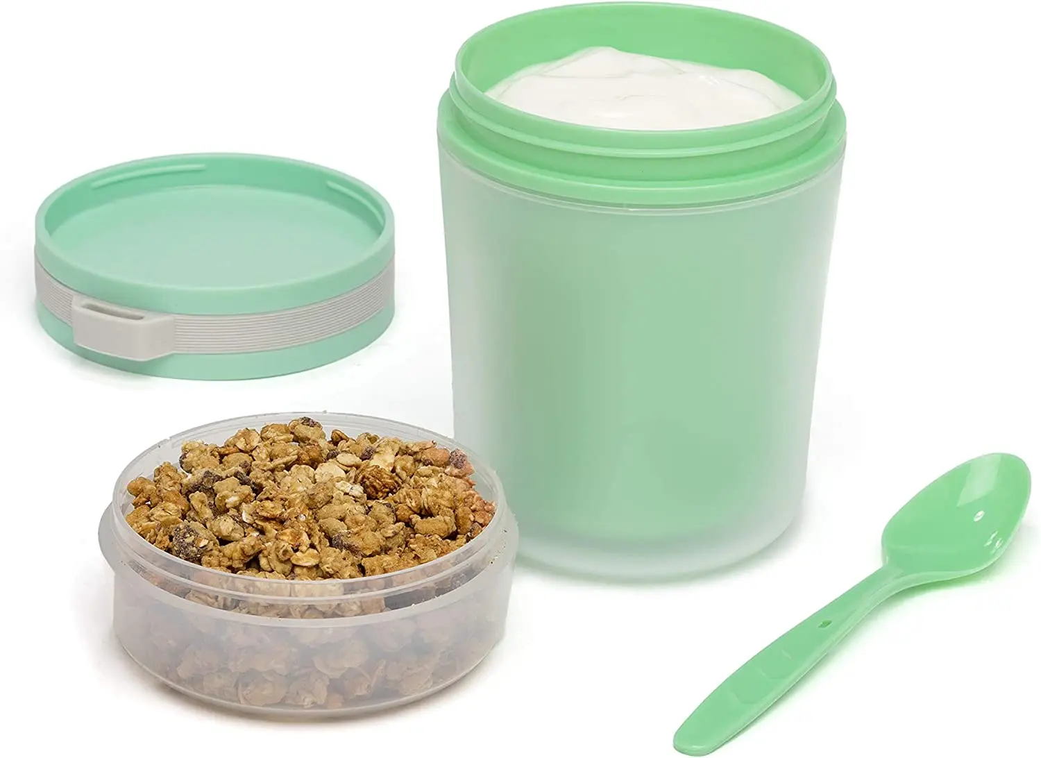 Yogurt to Go Food Storage Container with Lid, Double Wall Snack Container, 400ml Bottle, Green
Yogurt to Go Food Storage Container with Lid, Double Wall Snack Container, 400ml Bottle, Green