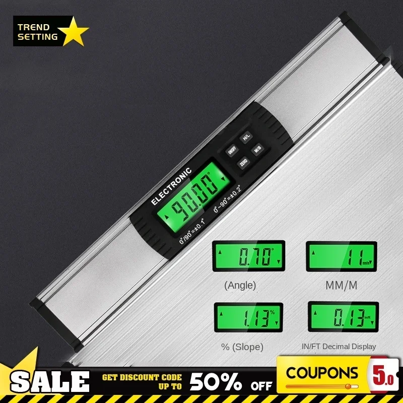 Electronic Digital Inclinometerr Protractor Aluminum Alloy 90 Degree Angle Slope Spirit Level Magnets Bottom Magnetized
Electronic Digital Inclinometerr Protractor Aluminum Alloy 90 Degree Angle Slope Spirit Level Magnets Bottom Magnetized