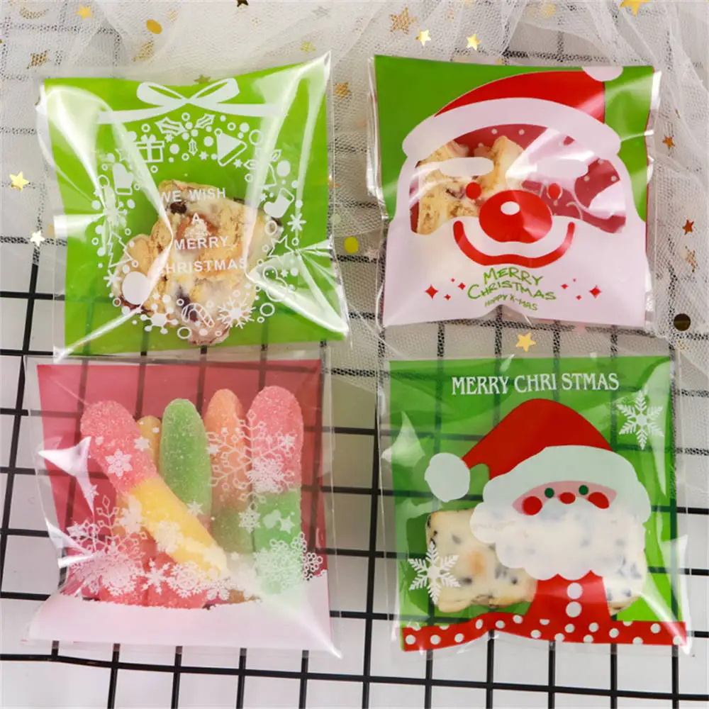 Сувениры самоклеющиеся Детские печенья Снеговик Санта конфеты мешки