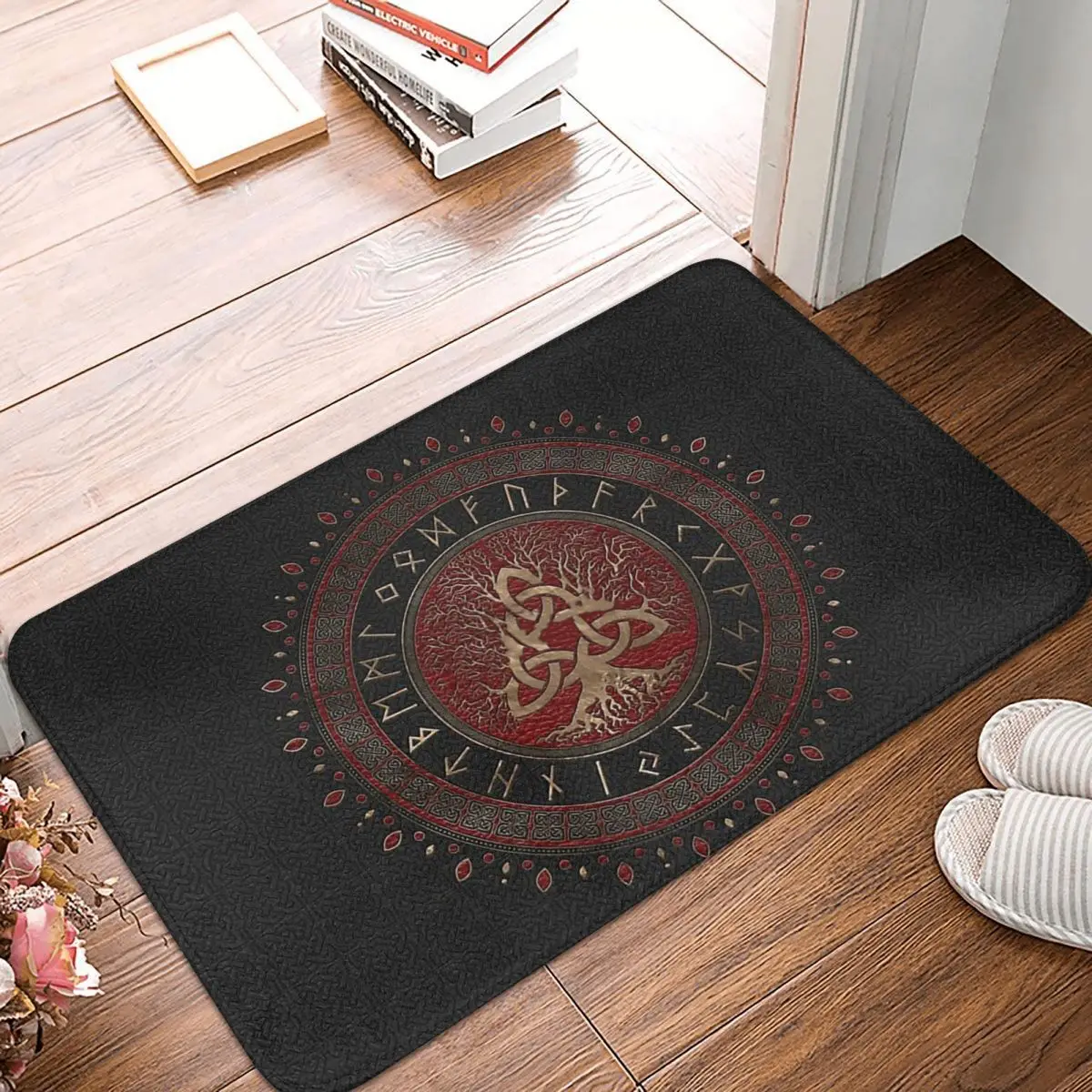 Vikings Bathroom Non-Slip Carpet With Triquetra Black Red Leather And Gold Bedroom Mat Entrance Door Doormat Floor Decor Rug
Vikings Bathroom Non-Slip Carpet With Triquetra Black Red Leather And Gold Bedroom Mat Entrance Door Doormat Floor Decor Rug
