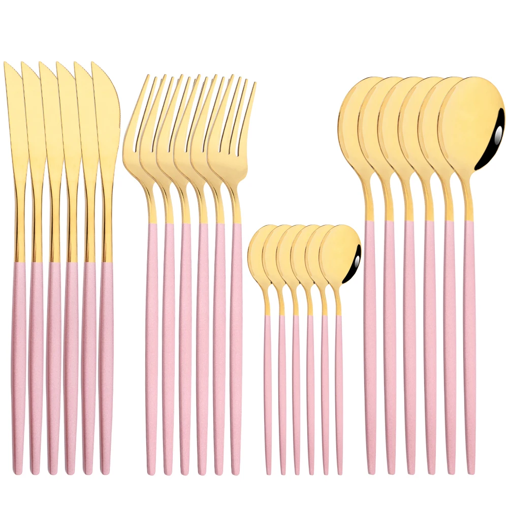 Drmfiy Pink Gold Western Style Dinnerware Set 24Pcs Cutlery Set Stainless Steel Flatware Spoon Fork Knife Kitchen Silverware Set
Drmfiy Pink Gold Western Style Dinnerware Set 24Pcs Cutlery Set Stainless Steel Flatware Spoon Fork Knife Kitchen Silverware Set