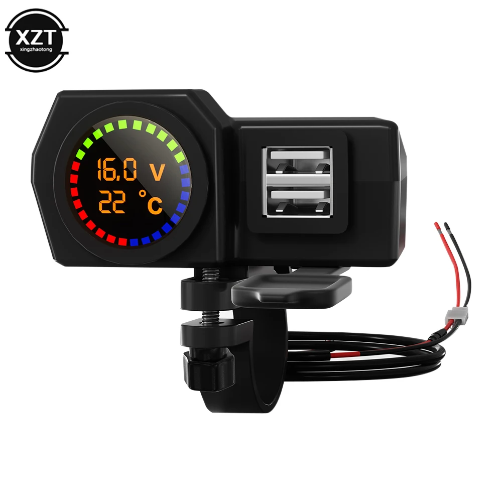 QC3.0 Motorcycle Dual USB Type C Charger Fast Charging Voltmeter Thermometer Digital Display 3.4A Mobile Phone Charger Socket
QC3.0 Motorcycle Dual USB Type C Charger Fast Charging Voltmeter Thermometer Digital Display 3.4A Mobile Phone Charger Socket