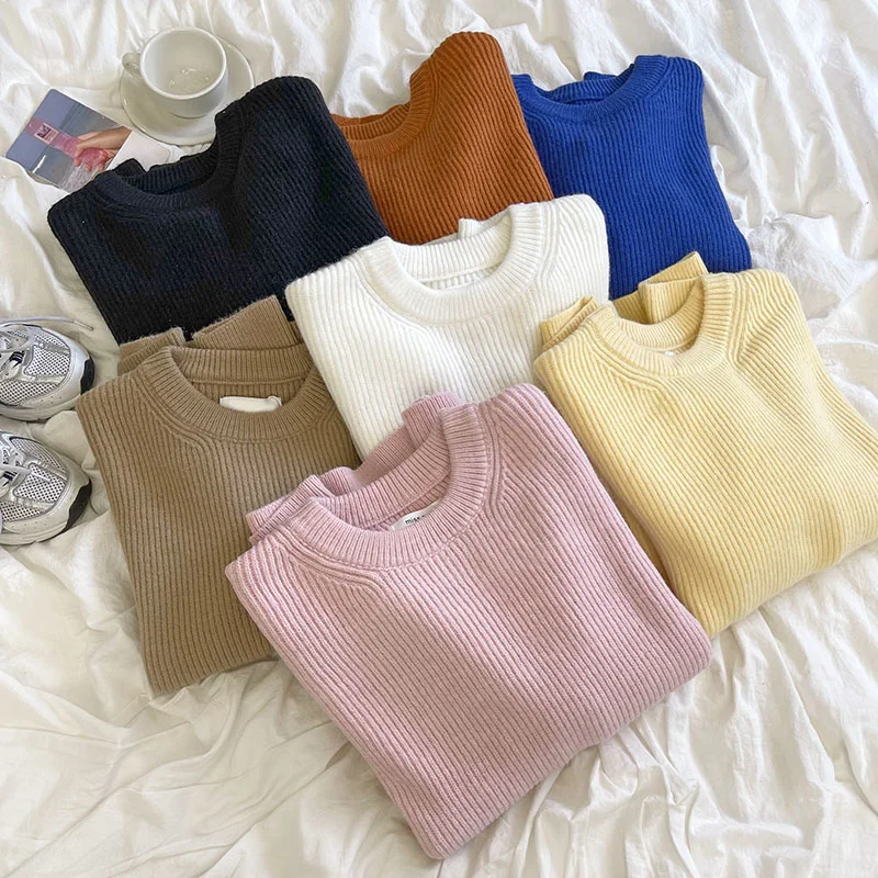 Autumn Winter Thickened Women Sweater Round Neck Solid Color Basic Soft Loose Knit Pullovers Sweater Tops
Autumn Winter Thickened Women Sweater Round Neck Solid Color Basic Soft Loose Knit Pullovers Sweater Tops