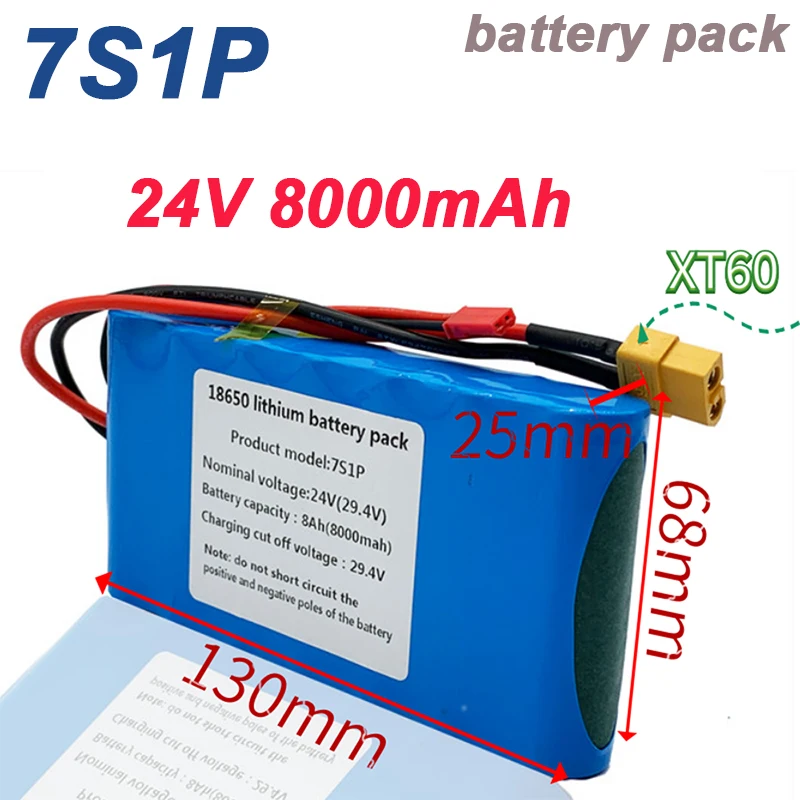 New7s1p 24V 8000mah 18650 lithium ion battery pack is suitable for scooter toy bicycle with built-in BMS and charger sales
New7s1p 24V 8000mah 18650 lithium ion battery pack is suitable for scooter toy bicycle with built-in BMS and charger sales