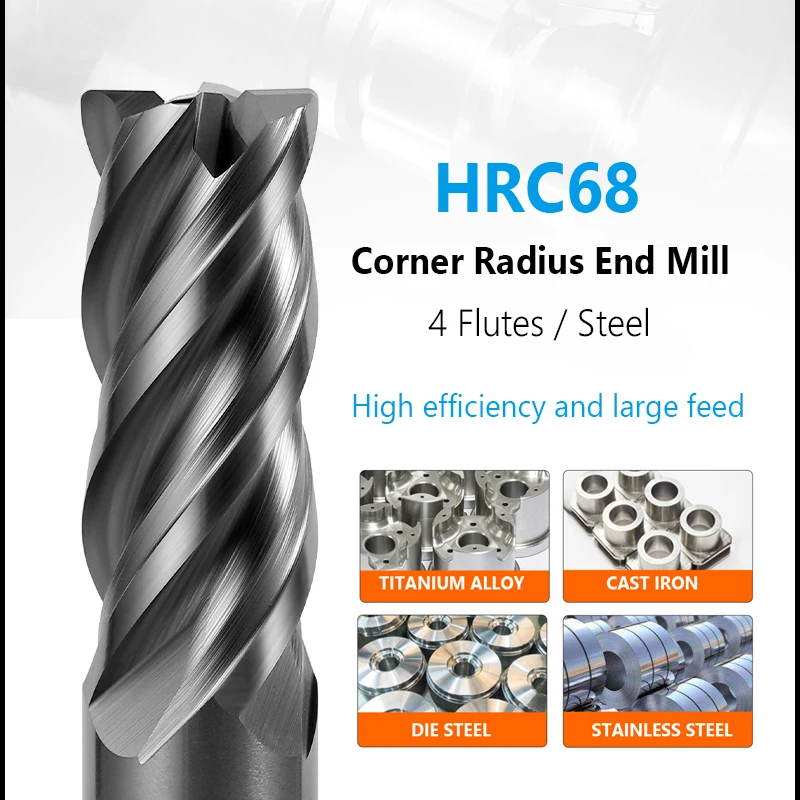 Угловая радиальная Концевая фреза HRC68 с 4 канавками и ЧПУ, R Bullnose R0.5 R1, инструмент для обработки поверхности металла, вольфрамовый стальной ка...
Угловая радиальная Концевая фреза HRC68 с 4 канавками и ЧПУ, R Bullnose R0.5 R1, инструмент для обработки поверхности металла, вольфрамовый стальной ка...