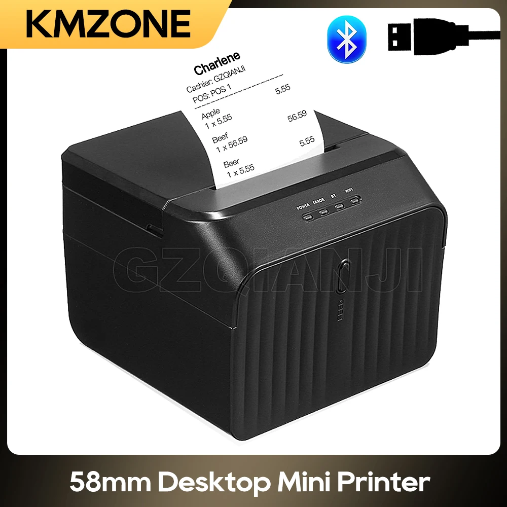 58mm Desktop Thermal Printer Bluetooth Mini Receipt Printer Maker Bluetooth USB Android iOS Window Compatible with ESC/POS
58mm Desktop Thermal Printer Bluetooth Mini Receipt Printer Maker Bluetooth USB Android iOS Window Compatible with ESC/POS