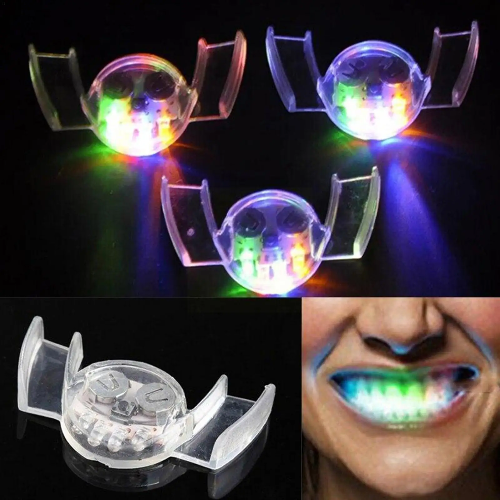 

Halloween Glowing Braces Flashing Led Light Up Mouth Braces Piece Glow Teeth Glow Party Supplies For Halloween Party Rave Z7w7