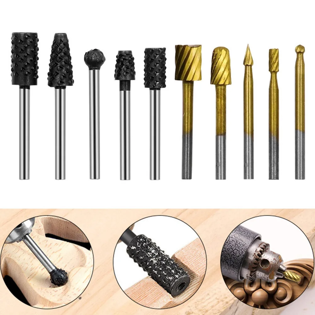 10pcs HSS Rotary Burr File Set 3.15mm Shank Wood Carving Rasp Rotary Tools For Wood Plastic Resin Engraving Chamfering Slotting
10pcs HSS Rotary Burr File Set 3.15mm Shank Wood Carving Rasp Rotary Tools For Wood Plastic Resin Engraving Chamfering Slotting