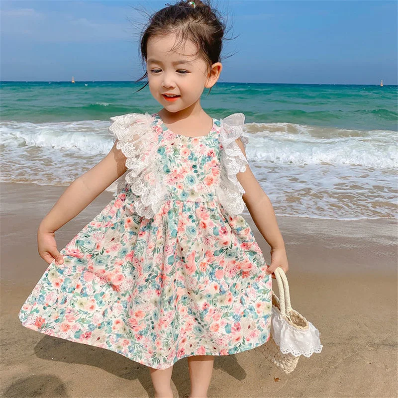 Girls' Floral Sun Dress Elegant Summer Beach 2022 Korean Children's Princess Skirt Baby Cotton Frocks Kids Dresses For Girls 
Girls' Floral Sun Dress Elegant Summer Beach 2022 Korean Children's Princess Skirt Baby Cotton Frocks Kids Dresses For Girls
