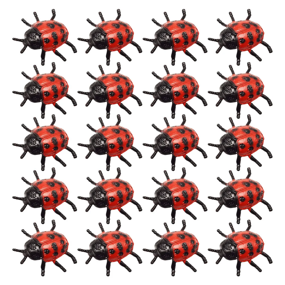 

25 PCS Mini Toy Pvc Simulation Ladybug Insect Tricky Prop Aldult Ladybird Child
