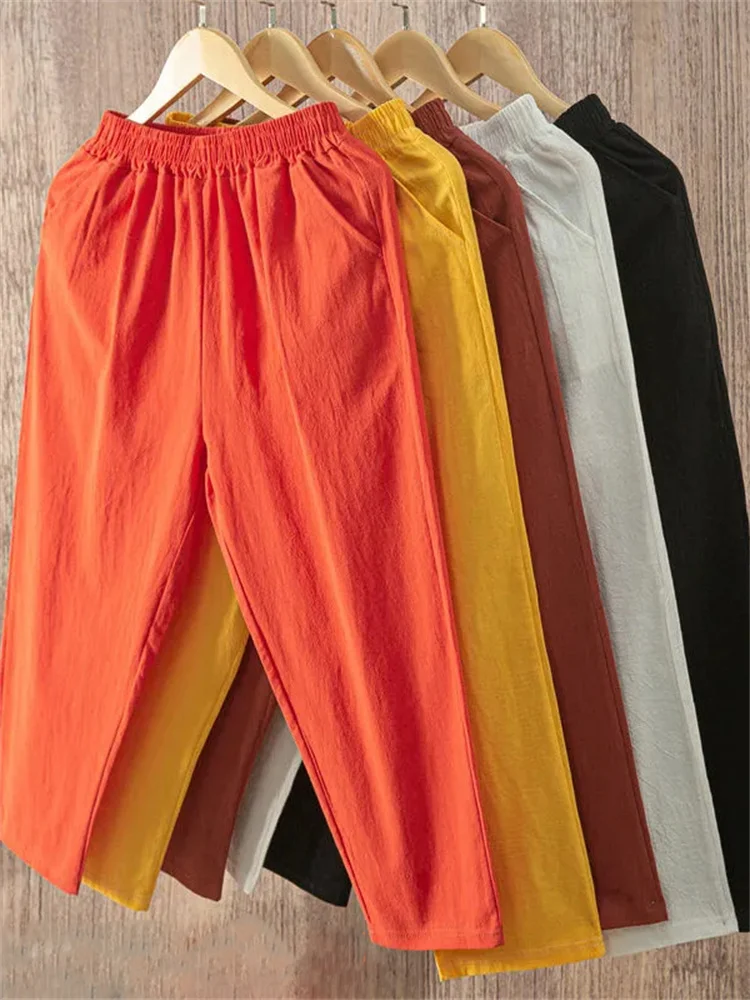 2022 New Casual Cotton Linen Pants Women 2022 Spring Summer Elastic Waist Ankle Pants Women Solid Color Harem Trousers Hot Sale
2022 New Casual Cotton Linen Pants Women 2022 Spring Summer Elastic Waist Ankle Pants Women Solid Color Harem Trousers Hot Sale