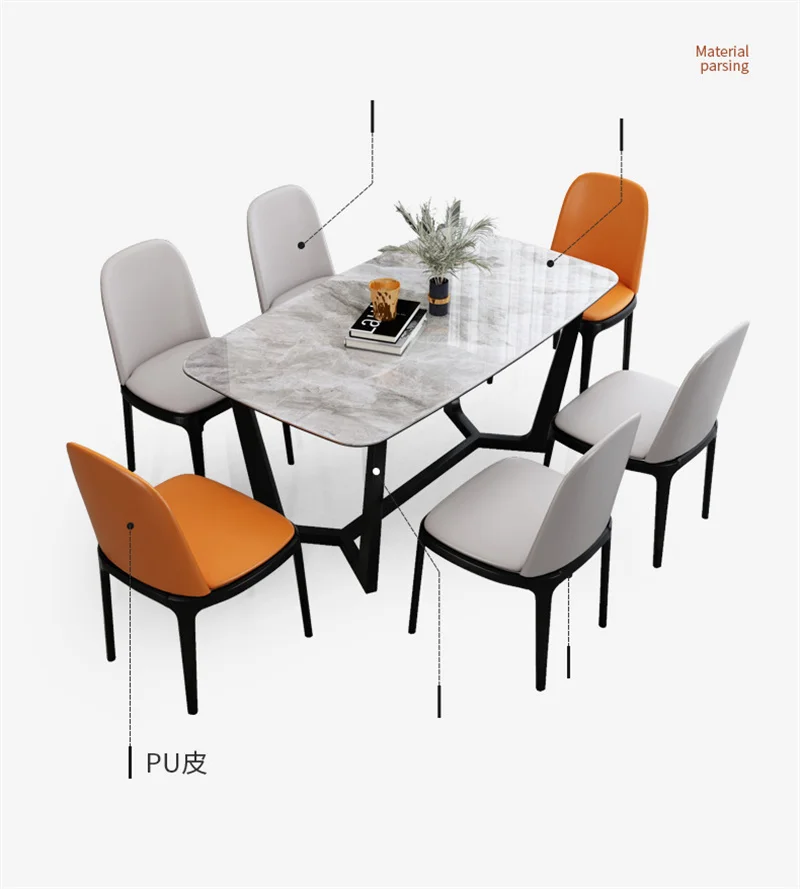 Dining Table With 6 Chairs Luxury Modern Furniture Marble plate top rectangular Restaurant Family Stone Slab
Dining Table With 6 Chairs Luxury Modern Furniture Marble plate top rectangular Restaurant Family Stone Slab