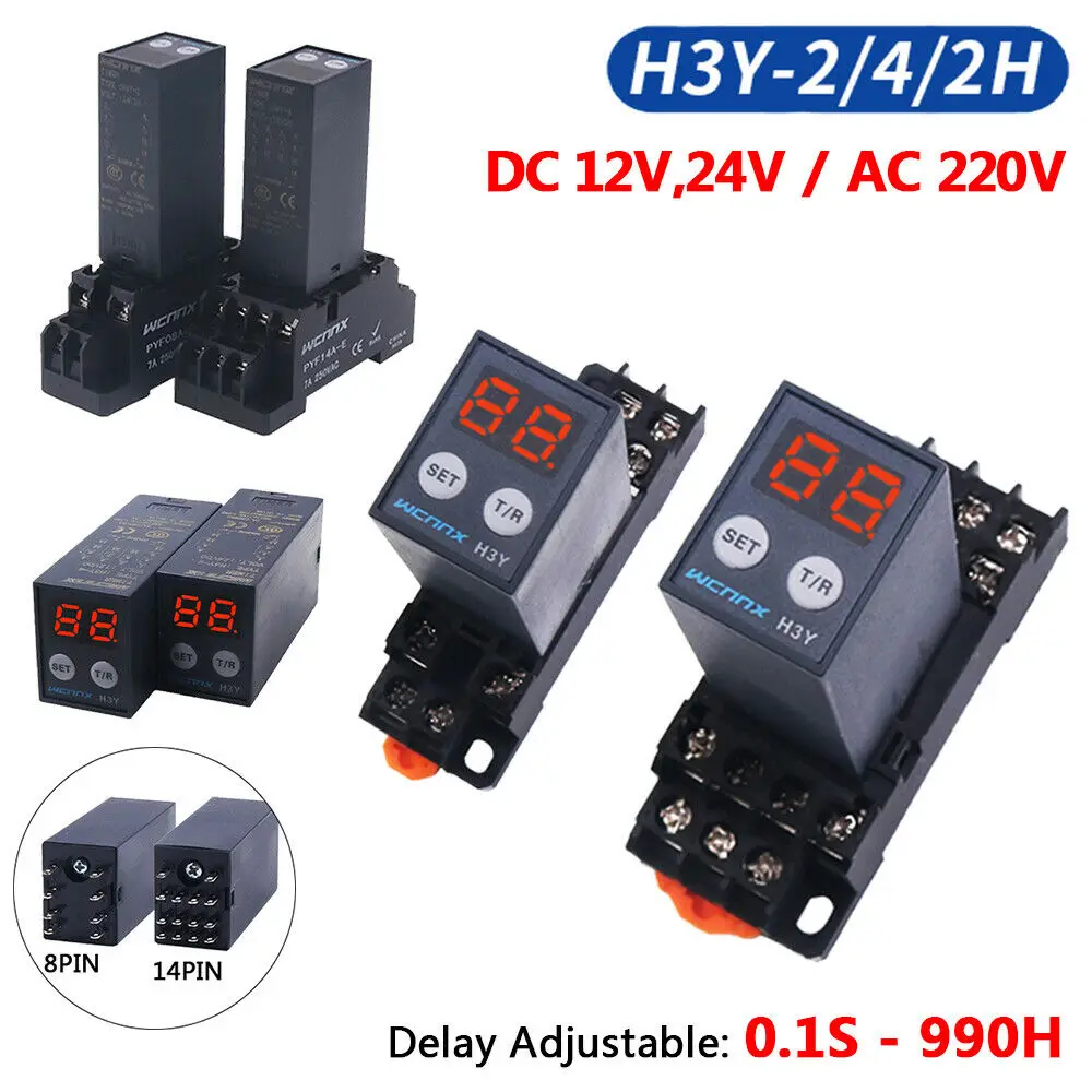 H3Y Digital Delay Relay LED Display 8 Feet/12 Feet Fire-Retardant Time Relay 12V/24V/220V Cycle Timer Control Switch 0.1S-990H
H3Y Digital Delay Relay LED Display 8 Feet/12 Feet Fire-Retardant Time Relay 12V/24V/220V Cycle Timer Control Switch 0.1S-990H