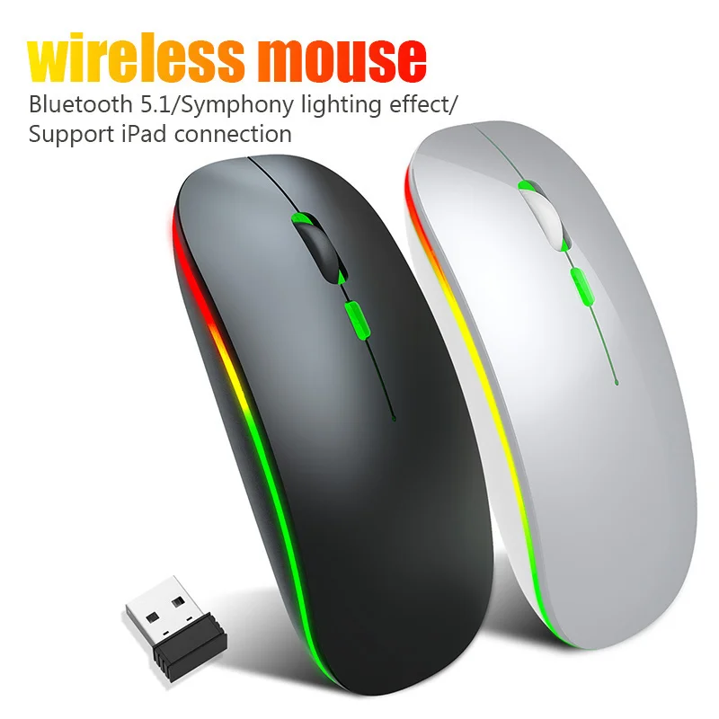 

Wireless desktop mouse, USB charging, Bluetooth, suitable for computers, game optical devices, ergonomic and mute, with LED Best