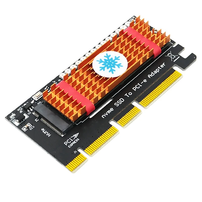 M.2 SSD NVMe Heat Sink NVMe PCIe M.2 NGFF SSD to PCIE X4 X8 X16 Adapter with Marquee LED Heat Sink for Desktop PC 
M.2 SSD NVMe Heat Sink NVMe PCIe M.2 NGFF SSD to PCIE X4 X8 X16 Adapter with Marquee LED Heat Sink for Desktop PC