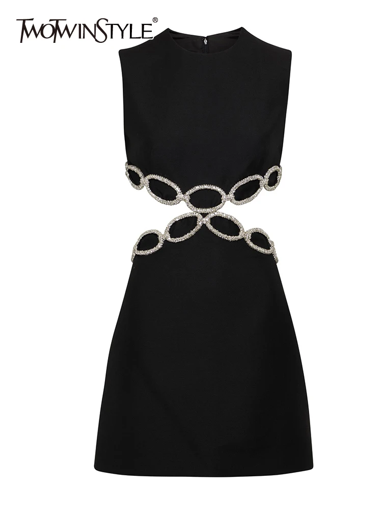 Twotwin2 стильное Открытое платье для женщин с круглым вырезом без рукавов с высокой талией элегантное платье Женская Модная стильная одежда Новинка 2023 
Twotwin2 стильное Открытое платье для женщин с круглым вырезом без рукавов с высокой талией элегантное платье Женская Модная стильная одежда Новинка 2023