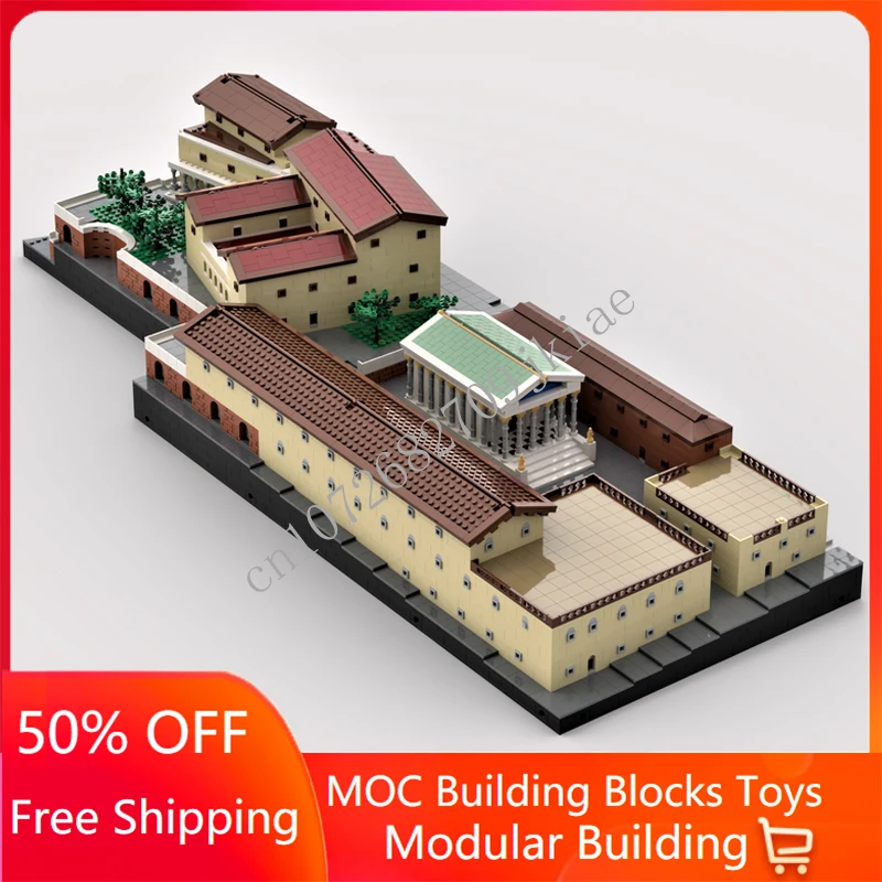 

5686PCS Customized MOC Modular Tempio di Tellus street view Model Building Blocks Bricks Children birthday toys Christmas gifts