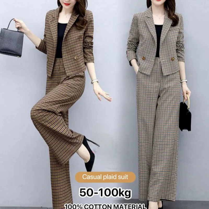 Fashionable and Stylish Korean Style Suit with Grid Wideleg Trousers for Women
Fashionable and Stylish Korean Style Suit with Grid Wideleg Trousers for Women