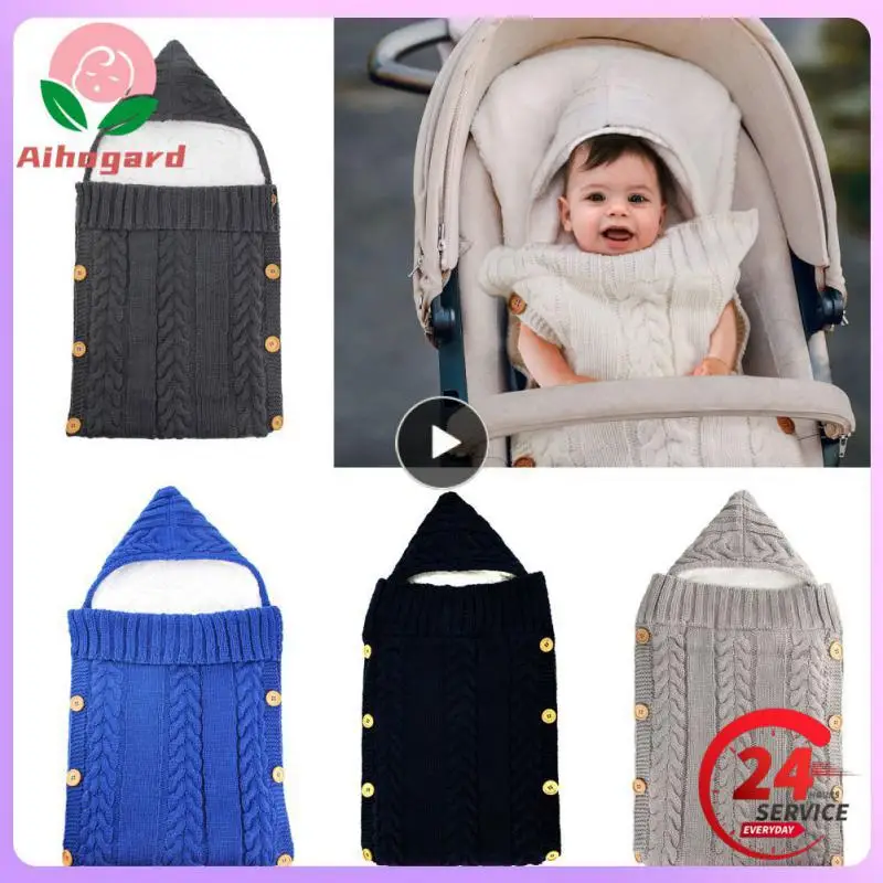 Newborn Plus Velvet Sleeping Bag Baby Knitted Wool Blanket Crocheted Winter Warmth Button-wrapped Sleeping Bag With Hat
Newborn Plus Velvet Sleeping Bag Baby Knitted Wool Blanket Crocheted Winter Warmth Button-wrapped Sleeping Bag With Hat