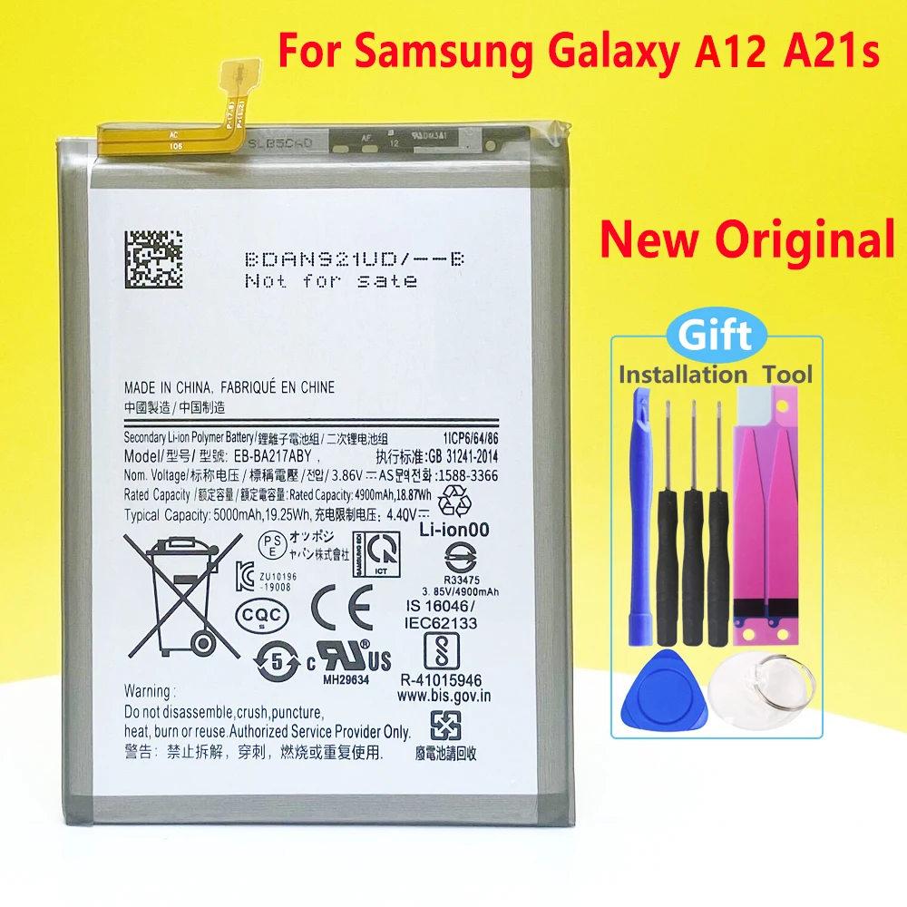 NEW Original EB-BA217ABY A12 Battery For Samsung Galaxy A21s SM-A217F/DS SM-A217M/DS SM-A217F/DSN a12 SM-A125FN A125 Phone
NEW Original EB-BA217ABY A12 Battery For Samsung Galaxy A21s SM-A217F/DS SM-A217M/DS SM-A217F/DSN a12 SM-A125FN A125 Phone