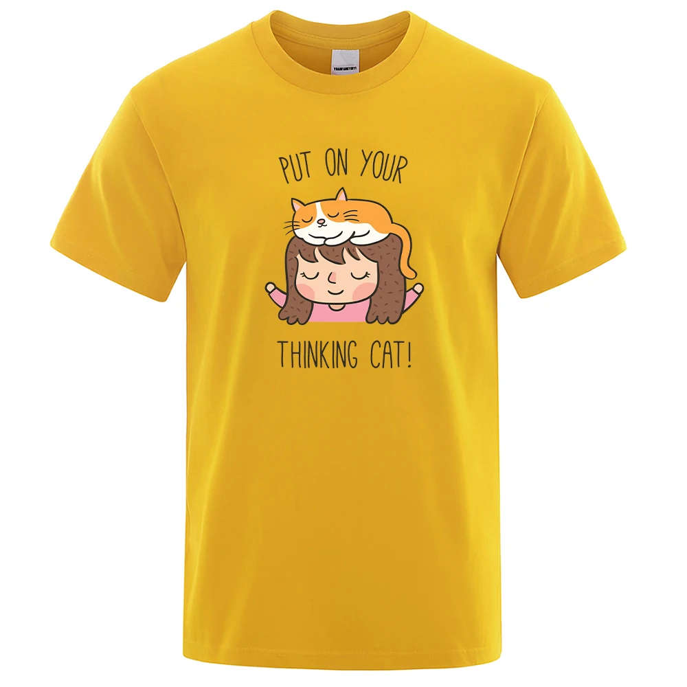 Put On Your Thinking Cat Printing Clothes Men Creativity 100% Cotton T-Shirt Fashion Crewneck T-Shirts Cartoons Oversize Tops
Put On Your Thinking Cat Printing Clothes Men Creativity 100% Cotton T-Shirt Fashion Crewneck T-Shirts Cartoons Oversize Tops