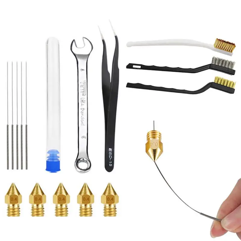 16pcs 3D Printer Nozzle Cleaning Kit Nozzle Cleaner Brush Needles Storage Holder Tweezers Spanner For MK10 MK8 HOT
16pcs 3D Printer Nozzle Cleaning Kit Nozzle Cleaner Brush Needles Storage Holder Tweezers Spanner For MK10 MK8 HOT