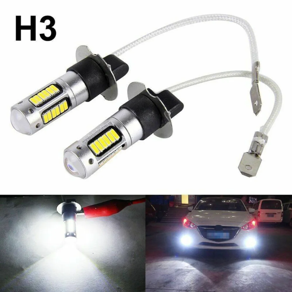 

2x H3 COB LED Car Fog Light Bulbs Conversion Kit Super Bright Canbus 6000K White 100W 12V Super White Lamps 360° Beam Angle