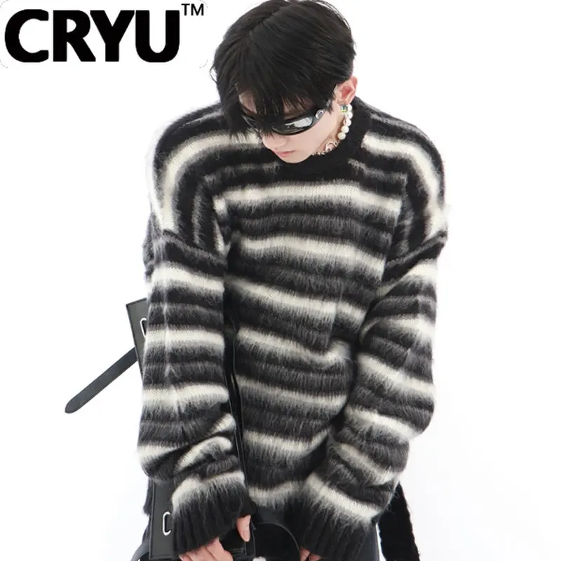 CRYU Niche Design Striped Mohair Round Neck Sweater For Men Simple Knitting Pullover Men's Clothing 2023 Autumn Fashion 9A6313
CRYU Niche Design Striped Mohair Round Neck Sweater For Men Simple Knitting Pullover Men's Clothing 2023 Autumn Fashion 9A6313