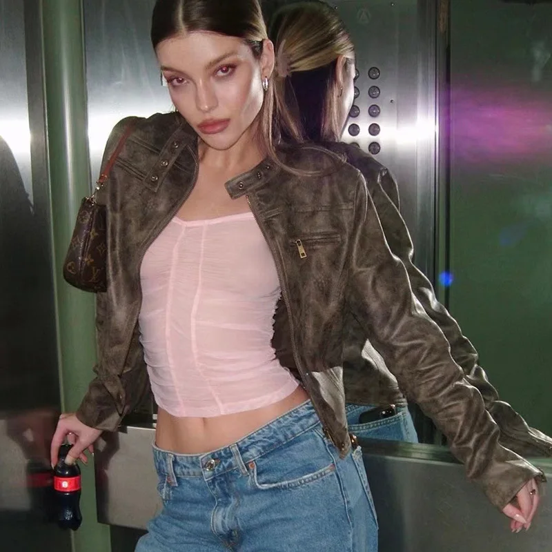 PU Leatehr Fashion Women Jackets Coat Full Sleeves Zippers Front Streetwear 방수자켓 Feminino Traf Manteau 
PU Leatehr Fashion Women Jackets Coat Full Sleeves Zippers Front Streetwear 방수자켓 Feminino Traf Manteau