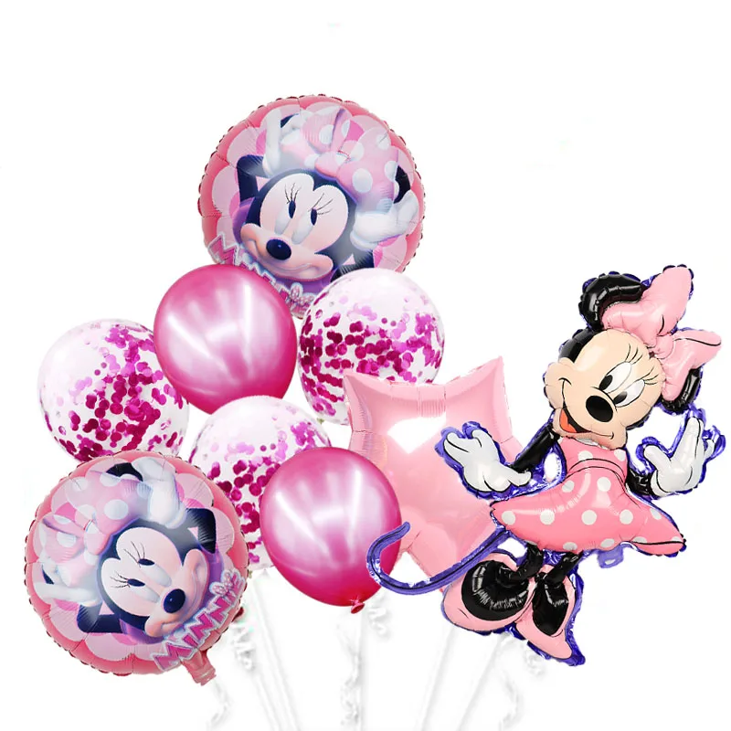 

Minnie Mouse Foil Balloons Mickey 1st Birthday Party Decorations Kids Ballon Number 1 Globos Baby Shower Confetti Latex Ball Toy