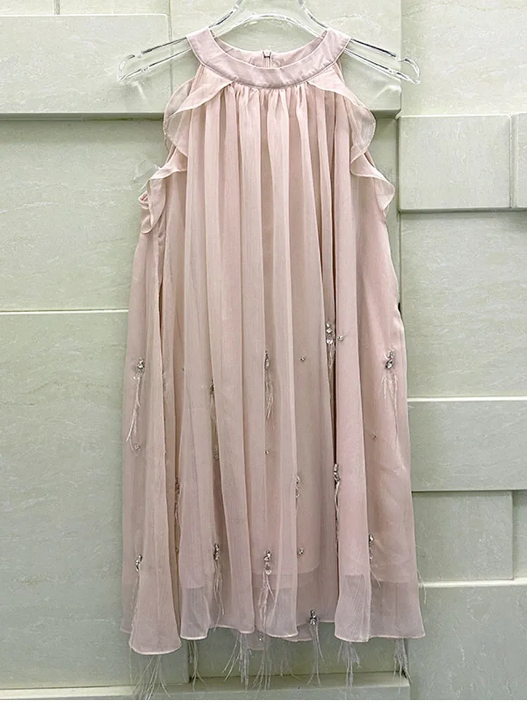 HIGH STREET Newest 2023 Fashion Stylish Designer Women's Diamonds Beaded Feather Embellished Sleeveless Chiffon Dress
HIGH STREET Newest 2023 Fashion Stylish Designer Women's Diamonds Beaded Feather Embellished Sleeveless Chiffon Dress