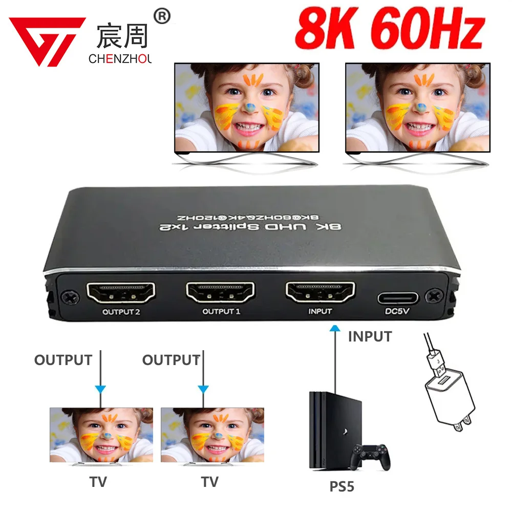Переключатель HDMI 8K при 60 Гц 2 1 разветвитель в выхода с Xbox Series HDCP2.3 PS4X Pro PS5 Roku