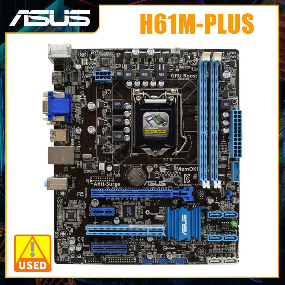Материнская плата ASUS H61M-PLUS 1155, материнская плата 1155 DDR3 Intel H61, поддержка Core 2550K 3250 процессоров UEFI BIOS PCI-E 3,0 16 Гб DVI HDMI
Материнская плата ASUS H61M-PLUS 1155, материнская плата 1155 DDR3 Intel H61, поддержка Core 2550K 3250 процессоров UEFI BIOS PCI-E 3,0 16 Гб DVI HDMI