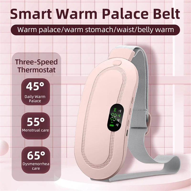 

New 2023 Portable Cordless Heating Period Cramp Massage Belt Period Care Waist Massager Period Pain Relief Menstrual Heating Pad