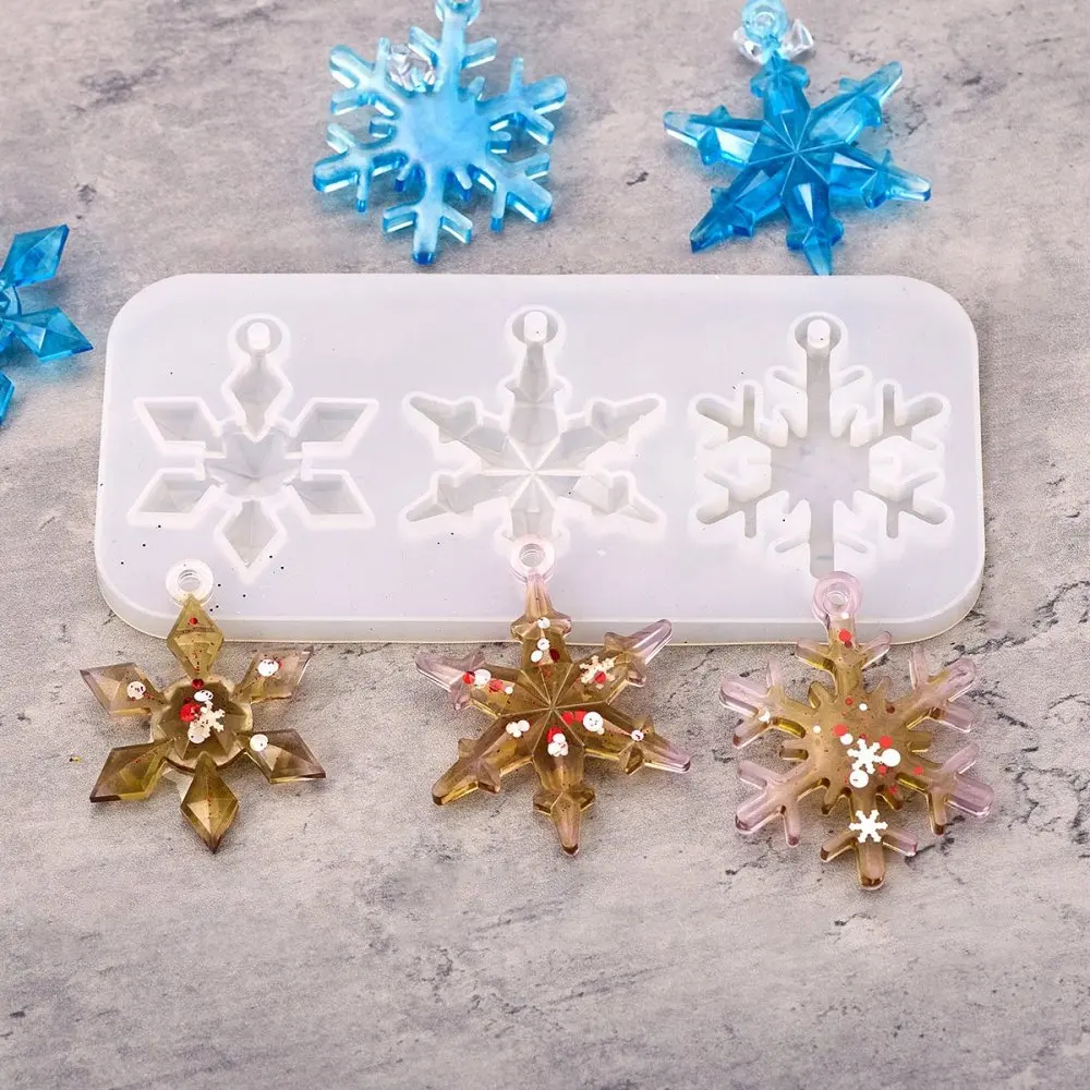 

5pcs DIY Christmas Lights Silicone Molds Snowflake Star Santa Claus Deer Resin Casting Molds for DIY Pendant Crafts Tools