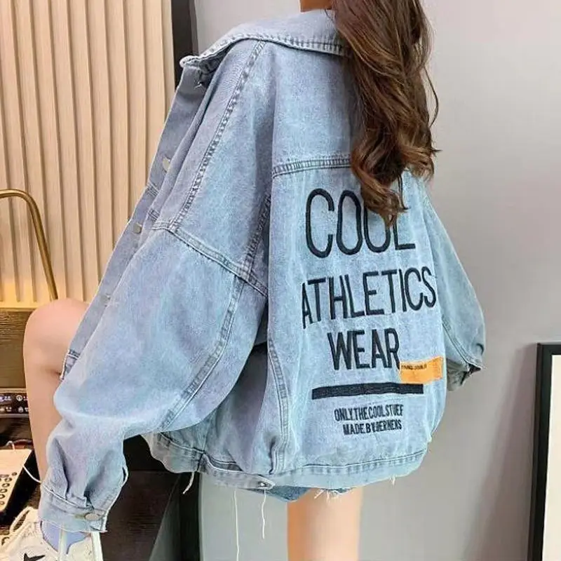 Spring Autumn Denim Jacket Women's Embroidery Loose Korean Version Versatile Jean Biker Jackets Cardigan Motorcycle Coat
Spring Autumn Denim Jacket Women's Embroidery Loose Korean Version Versatile Jean Biker Jackets Cardigan Motorcycle Coat