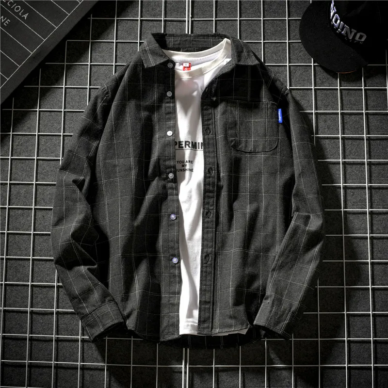 Black and Gray Pu Handsome Plaid Long-Sleeved Shirt Men's Loose and Handsome Hong Kong Style Men's Shirt
Black and Gray Pu Handsome Plaid Long-Sleeved Shirt Men's Loose and Handsome Hong Kong Style Men's Shirt