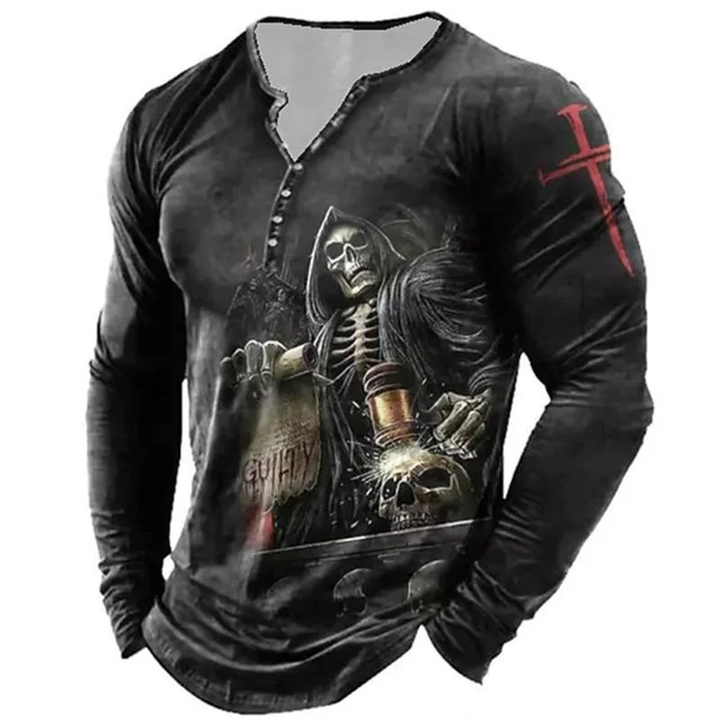 2022 Autumn retro cotton skull T-shirt Men's 3d Gothic motorcycle long sleeve T-shirt Super coat Men's punk street clothes
2022 Autumn retro cotton skull T-shirt Men's 3d Gothic motorcycle long sleeve T-shirt Super coat Men's punk street clothes