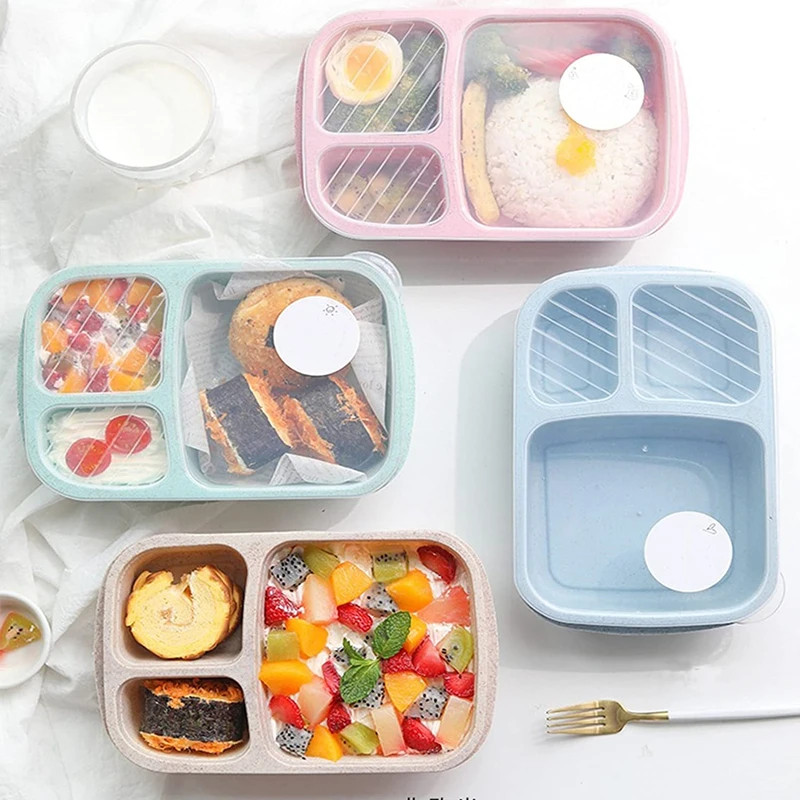 

Portable Separate Bento Box Food Storage Lunchbox Leakproof Food Container Microwave Oven Dinnerware Students Lunch Bag for Kids