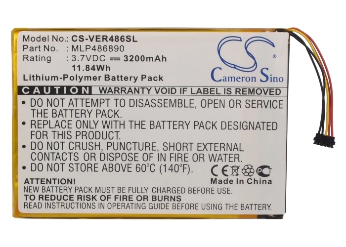 Tablet Battery For ViewSonic MLP486890 Zoompad Volts 3.7 Capacity 3200mAh / 11.84Wh
Tablet Battery For ViewSonic MLP486890 Zoompad Volts 3.7 Capacity 3200mAh / 11.84Wh