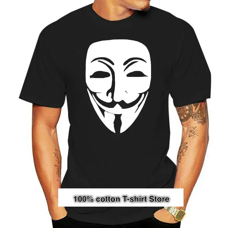 V For Vendetta Guy Fawkes Anonymous Mask, camiseta negra, Hackers S-5XL 
V For Vendetta Guy Fawkes Anonymous Mask, camiseta negra, Hackers S-5XL
