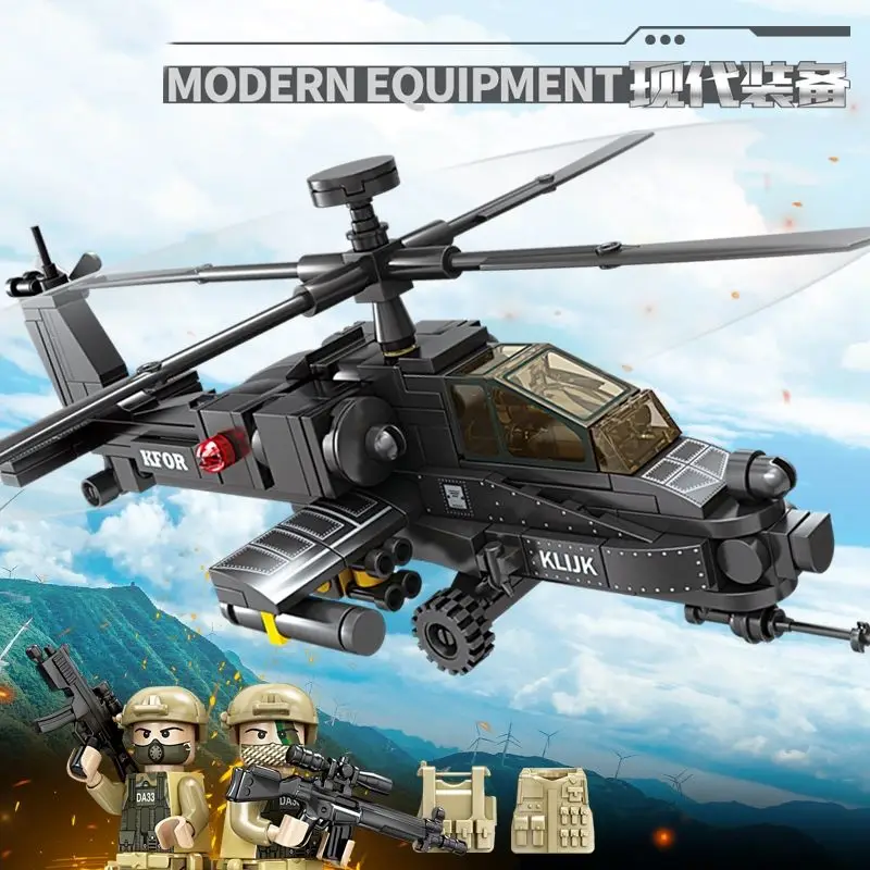 

Строительные блоки: вертолет, истребитель, Вторая мировая война, военное оружие, креативный солдат, игрушки, игрушки для мальчиков