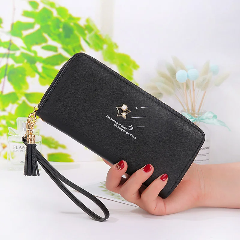 Women's wallet long lattice tassel fashion ladies mobile phone bag ladies clutch bag pu star hand strap bag Multiple color 570
Women's wallet long lattice tassel fashion ladies mobile phone bag ladies clutch bag pu star hand strap bag Multiple color 570