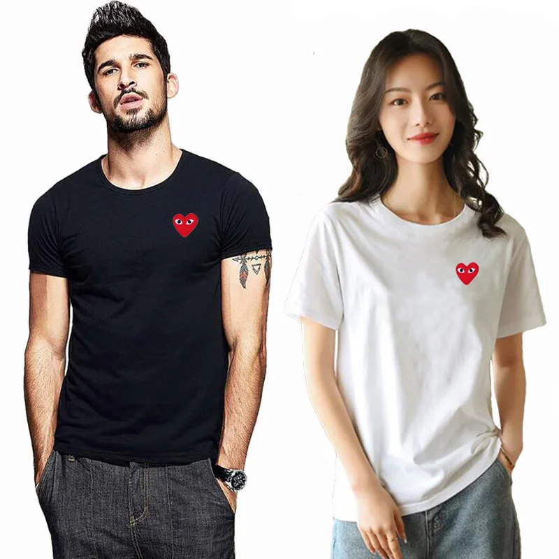 PLAY Summer Men Women T-shirt Heart Eyes Round Neck Short-sleeved Cotton Solid T-shirts Couples Casual Pullover T Shirt
PLAY Summer Men Women T-shirt Heart Eyes Round Neck Short-sleeved Cotton Solid T-shirts Couples Casual Pullover T Shirt