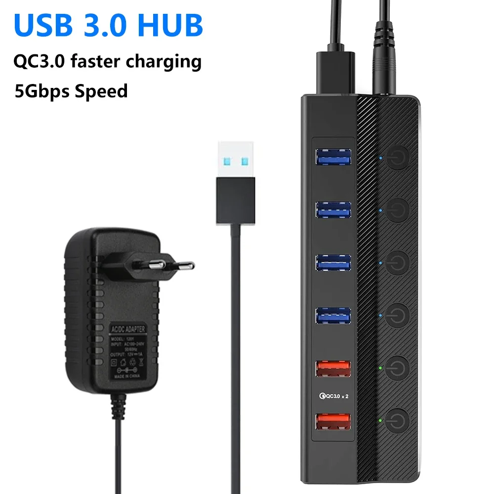 Usb 3.0 Hub with Power Supply USB Splitter High Speed Multiple USB3.0 7 10 Ports QC 3.0 Faster Charging Laptop Accessories
Usb 3.0 Hub with Power Supply USB Splitter High Speed Multiple USB3.0 7 10 Ports QC 3.0 Faster Charging Laptop Accessories